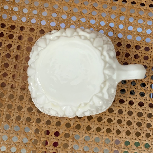 Square Milk Glass Candy Dish with Handle - Picture 4 of 4